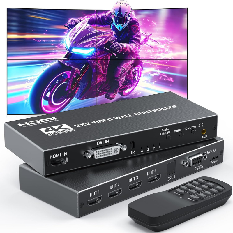 Home Cinema Video Processor - Multi-Screen Video Wall Controller 2x2 HDMI-compatible