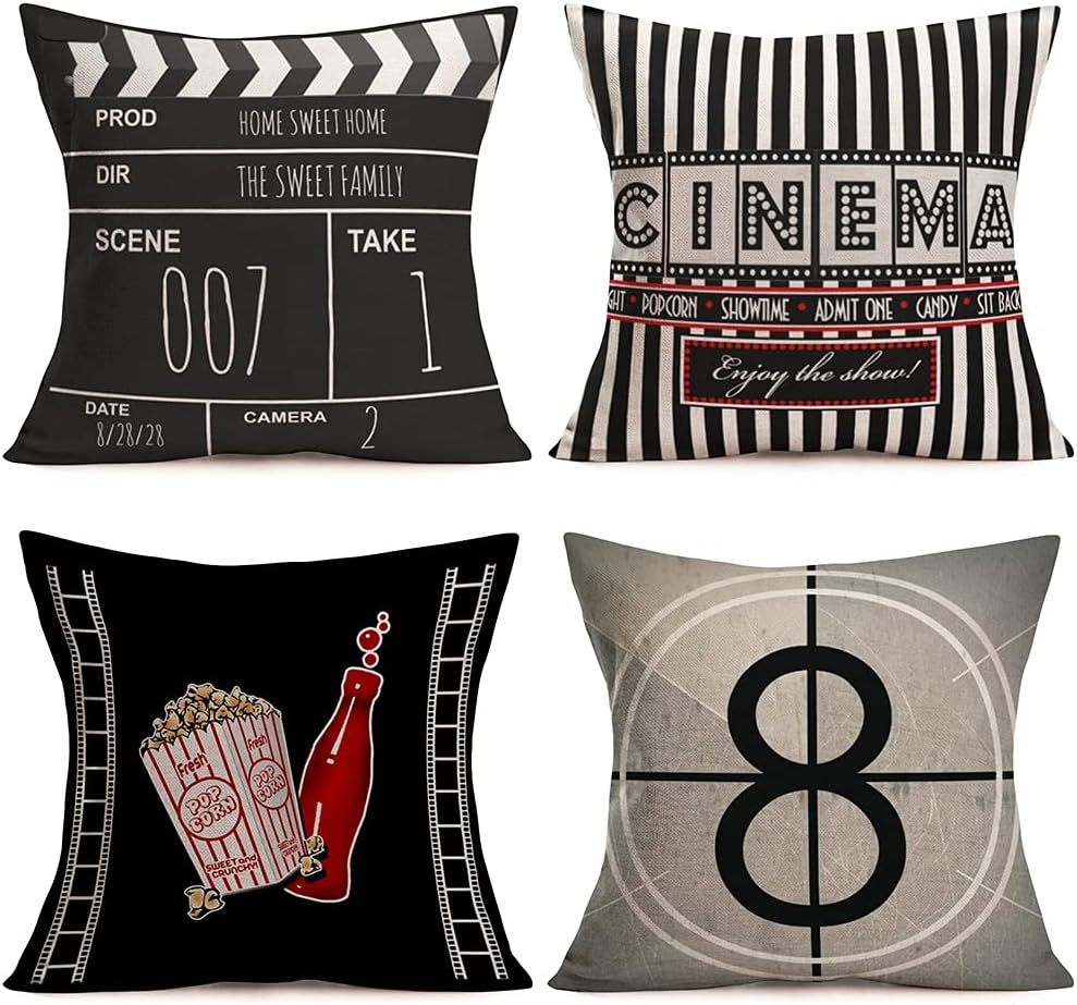 Home Cinema Couch - Retro Cinema Pillowcase Personalized Home Decorative