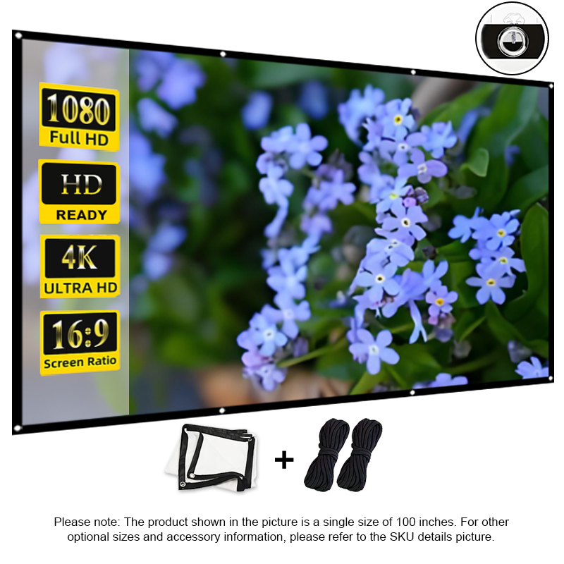 Projector Screen 100 Inch - 60/72/84/100/120/150 inch outdoor high-definition white soft