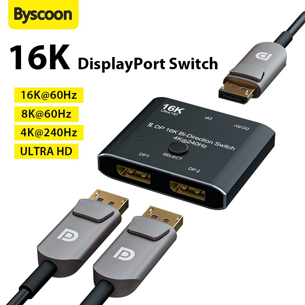 Home Cinema Projector 4K - DisplayPort Switch 16K Splitter Bidirectional DP