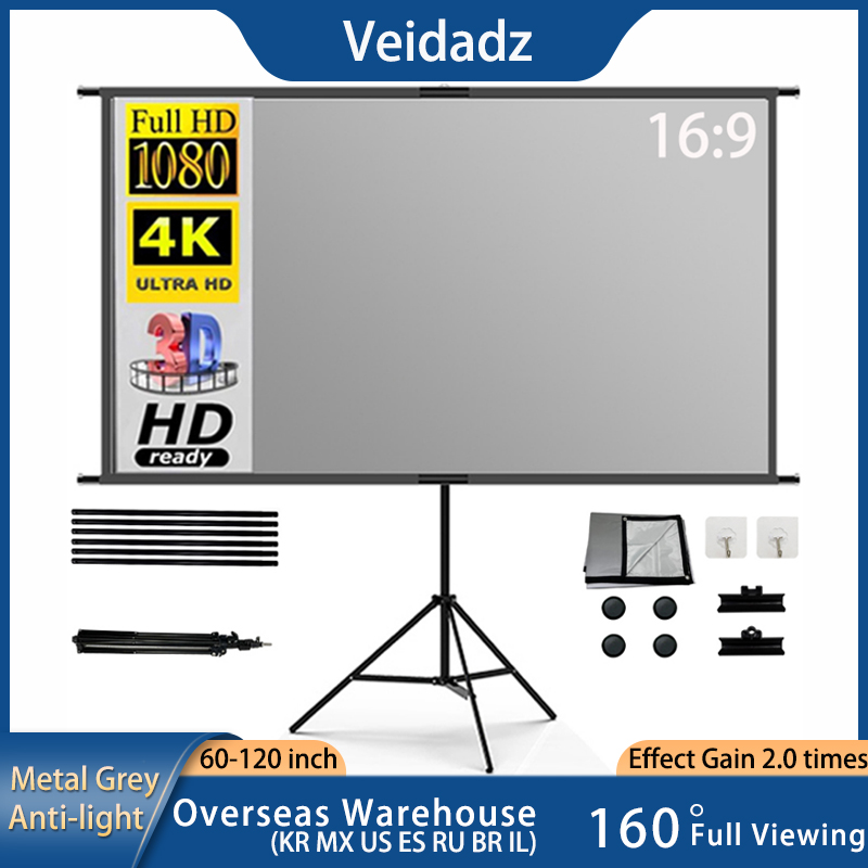 VEIDADZ Projector Screen With  - Projector Screen 100 Inch บทวิจารณ์และราคา