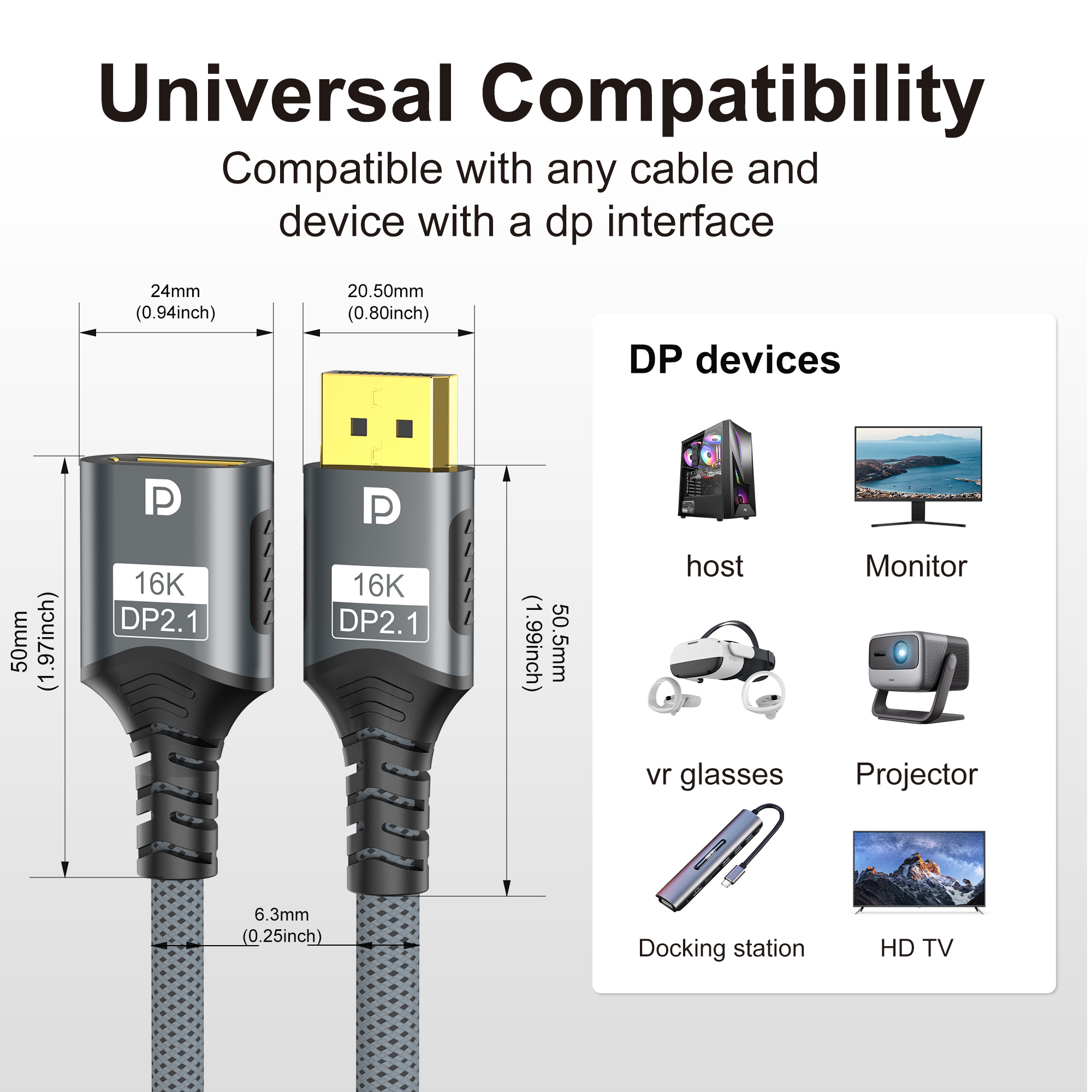 16K DP 2.1 Extension Cable 80G - Home Cinema Projector 4K บทวิจารณ์และราคา