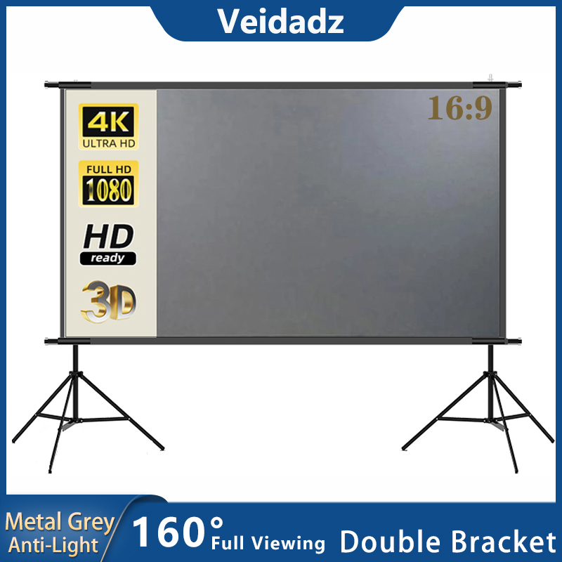 VEIDADZ Projector Screen With  - Projector Screen 100 Inch บทวิจารณ์และราคา