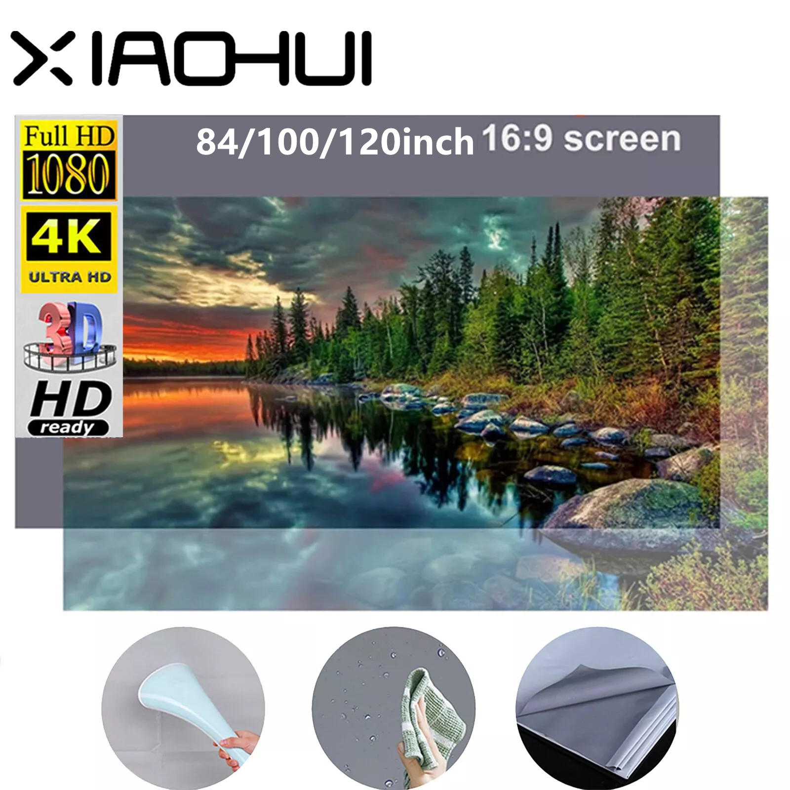 XIAOHUI Anti-light Thick HD Pr - Projector Screen 100 Inch บทวิจารณ์และราคา