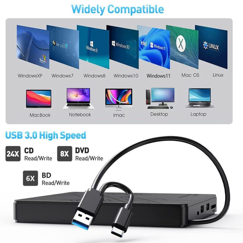 5-in-1 External Blu-ray Drive， - Blu Ray Disc Player บทวิจารณ์และราคา