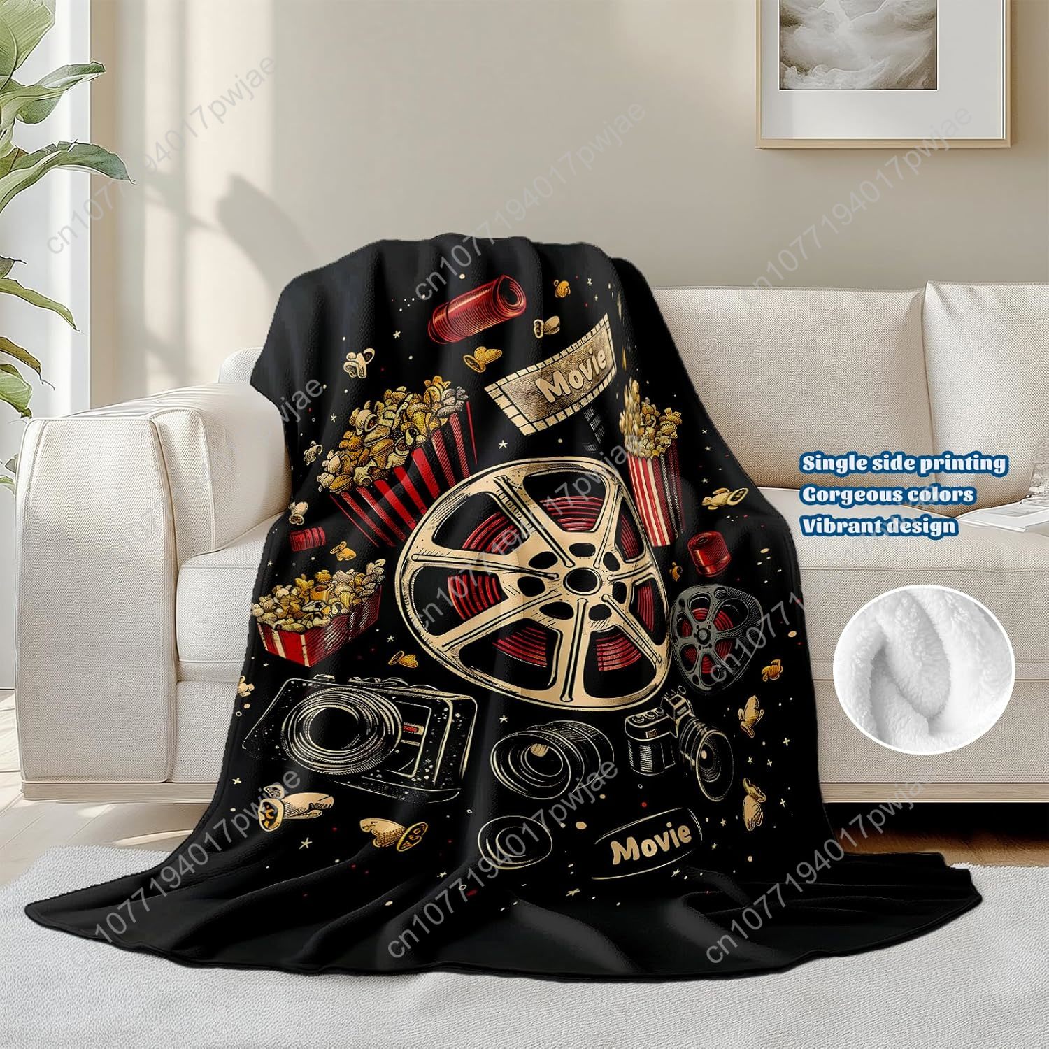 Movie Ticket Popcorn Throw Bla - Home Cinema Gifts บทวิจารณ์และราคา