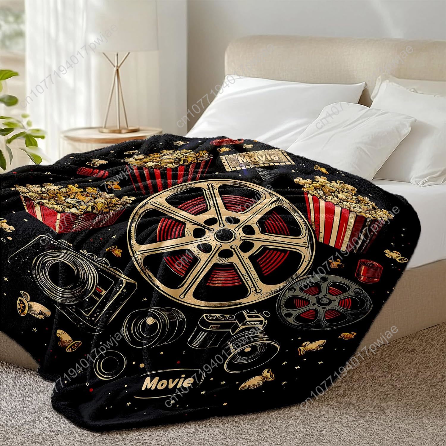Movie Ticket Popcorn Throw Bla - Home Cinema Gifts บทวิจารณ์และราคา