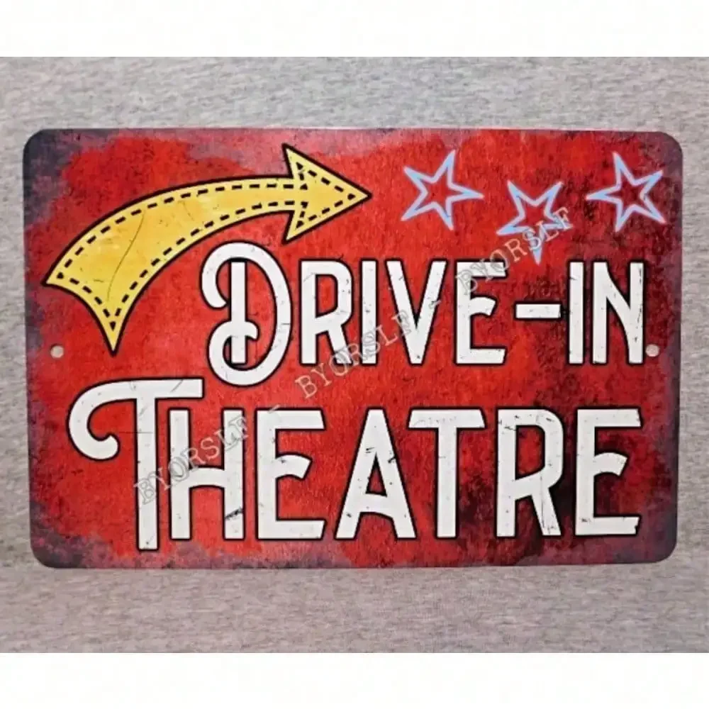 Metal Drive-in Theatre Sign 8x - Home Cinema Gifts บทวิจารณ์และราคา
