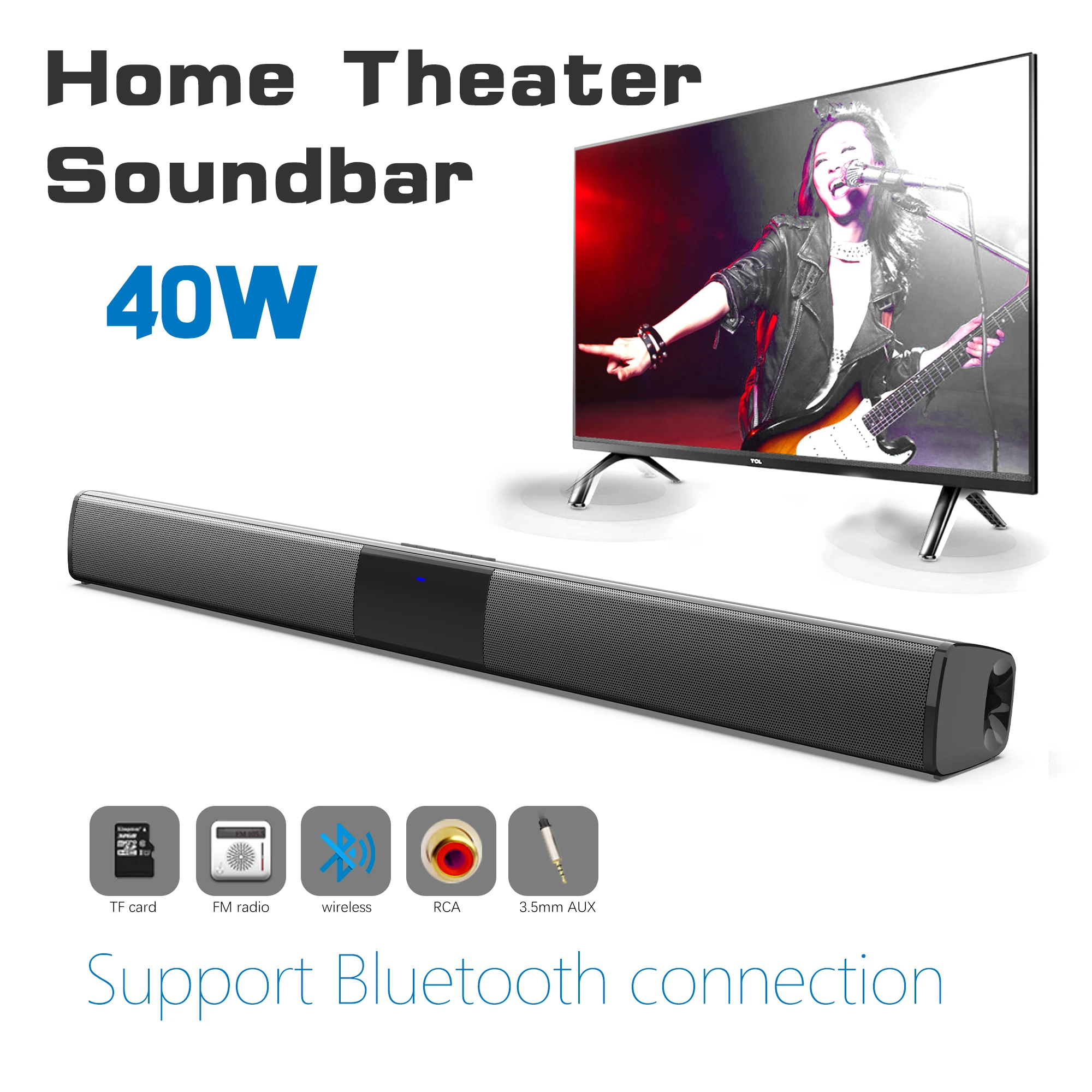 40W High Power Soundbar for TV - Home Cinema Audio System บทวิจารณ์และราคา