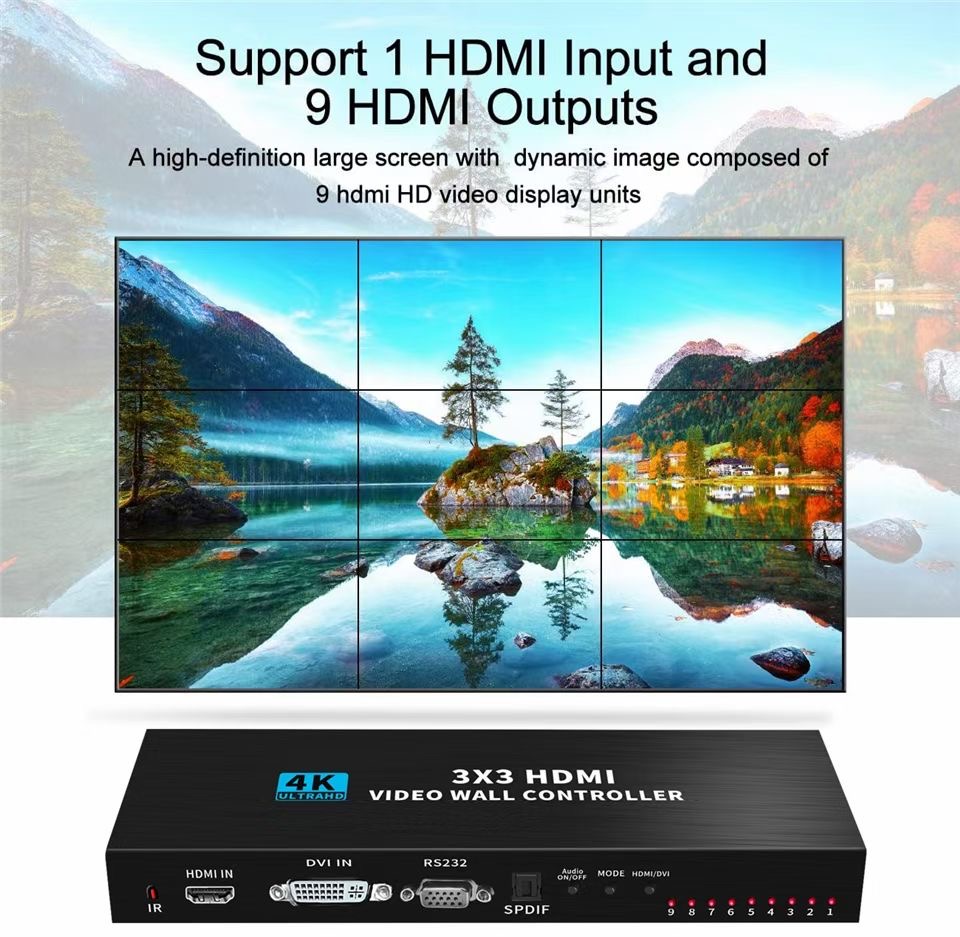 4K 3x3 TV Video Wall Controlle - Home Cinema Video Processor บทวิจารณ์และราคา