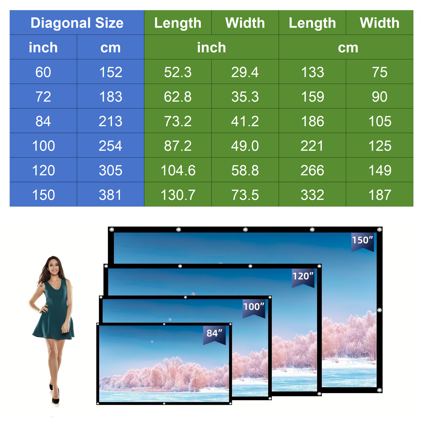 60 72 100 120 150 Inch 16:9 Po - Projector Screen 100 Inch บทวิจารณ์และราคา