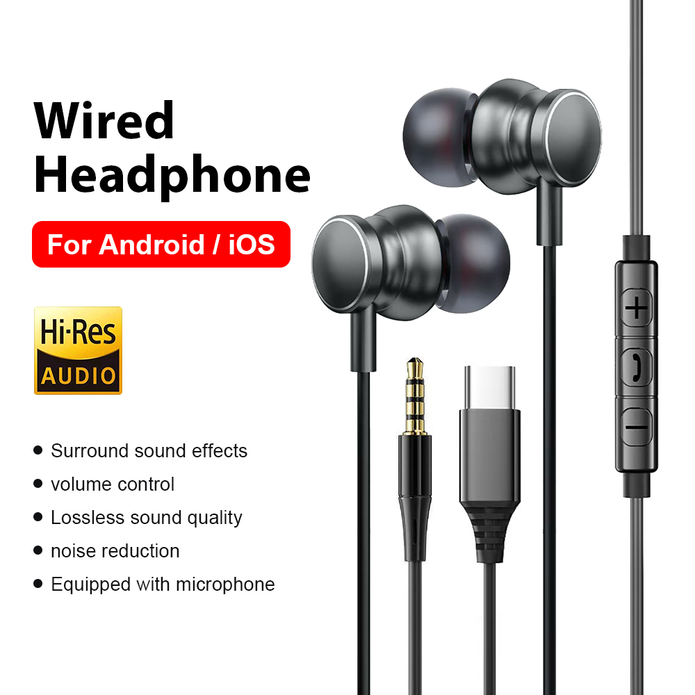 Type C Wired Headphones 3.5mm  - Home Cinema Amazon บทวิจารณ์และราคา